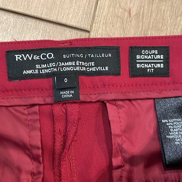 RW&Co Red 3/4 length pants. Size 0. - Picture 6 of 8